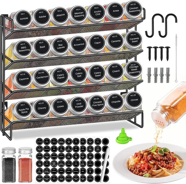 GewüRzregal Stehend Wand 28 Leere GewüRz Organizer Mit Gestell 432 Etiketten-image