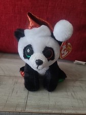 TY BEANIE BOOS - Christmas Pandy Claus the 6" Panda Bear with Hat -New with Tags