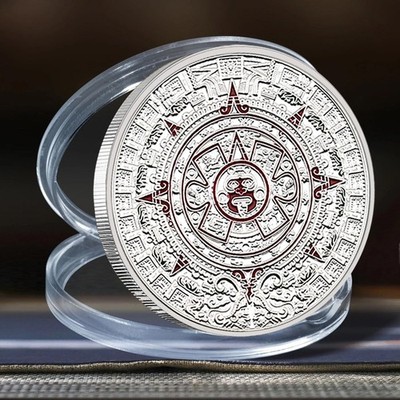 Aztec Calendar Coin Silver 40mm Aztec Gold Calendar Coin Collectors Gift
