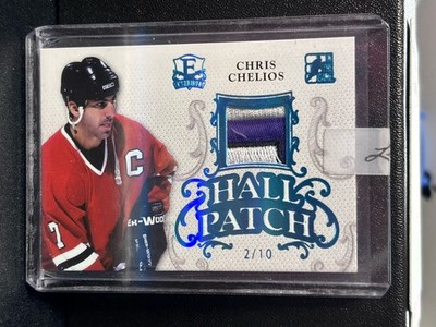 2016 In The Game Enshrined Chris Chelios Hall Patch Blue Spectrum 2/10