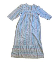 Vintage 60s/70s Saybury Floor-Length Zip-Front Striped Dress Muumuu L housedress