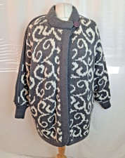 Jeffery Brownleader Sweater Knit Jacket Grey Swirl Design Women's UK16 C5344