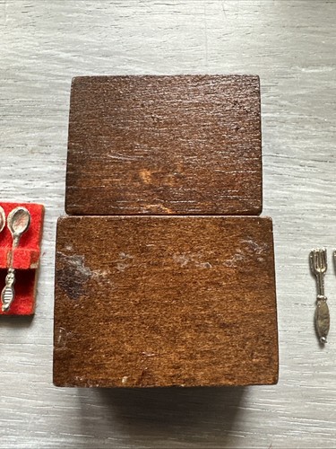 Juego de cubiertos miniatura vintage para casa de muñecas cubiertos caja tamaño 1:12 - Imagen 8 de 12