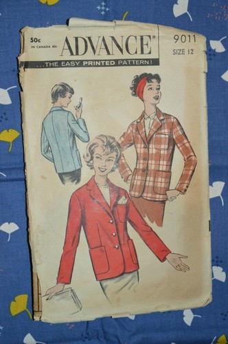 Advance Sewing Pattern 9011 Womens Jacket Size 12 Vintage 50s Complete 1950s
