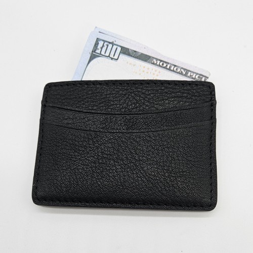 Estuche para tarjetas de 5 bolsillos de cuero genuino Búfalo negro HECHO EN EE. UU. - Imagen 3 de 3
