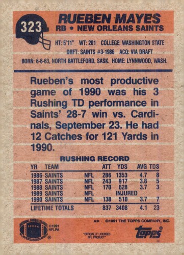S8R1: 1991 Topps Football Card #s 321-602 - Picture 7 of 441