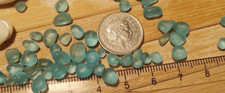 50 small pieces aqua blue sea beach glass undrilled beads jewellery craft 3-6mm