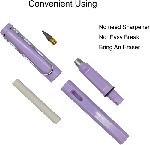 6Pcs Infinity Eternal Pencils Forever Inkless Pen Everlasting Pencil with 12PCS - 第 5/9 張圖片