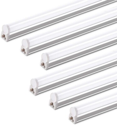 6 Pack LED T5 Integrated Single Fixture 4FT 2200lm 6500K Super Bright White