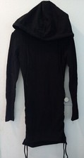 Fashion Nova Sweater Dress With Hoodie Black With Drawstring & Adjustable Length