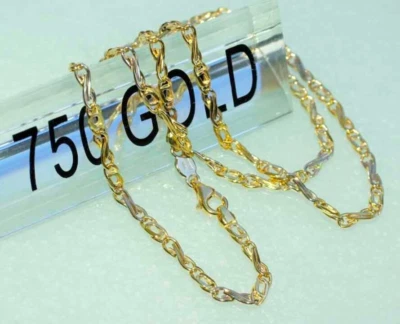 60 cm Halskette 750 Gelbgold Weißgold 18 KT Gold Kette Herrenkette (8,5g)👍 - Bild 1 von 4