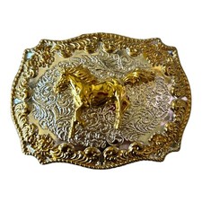 Vintage Style Western Belt Buckle Running Horse Design New Open Box