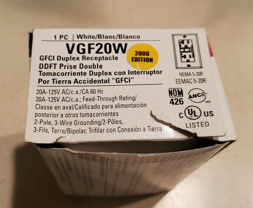Cooper Wiring Devices 125-Volt 20-Amp White Decorator GFCI Duplex Receptacle NEW - Picture 4 of 4