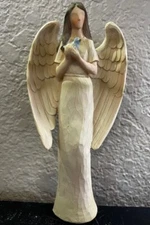 Tii Collectibles Resin Angel Holding Blue Bird 9.25" Tall Figurine