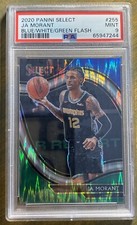 2020-21 Select Ja Morant Courtside Blue White Green Flash Prizm #01/10 PSA 9