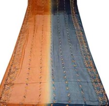 Vintage Dupatta Brown Gray Georgette Embroidered Long Stole Wrap scarf Hijab