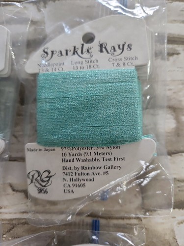 26 x Rainbow Gallery Sparkle Rays Green Aqua Blue 10 yd Needlepoint Cross Stitch - Picture 5 of 9