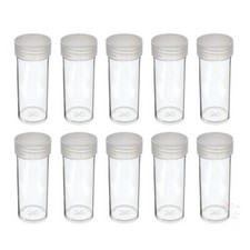 10 Round Clear Plastic Quarter Size Coin Storage Tube Holders with Screw on Lid