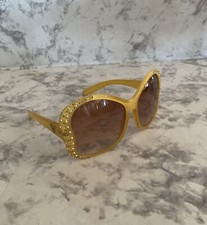 Vintage Oversized Fashion Yellow Jeweled Sunglasses