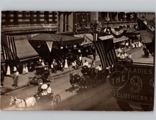 c1910s Tri State Fair Parade Michigan MI Horse Floats Carriages RPPC Postcard