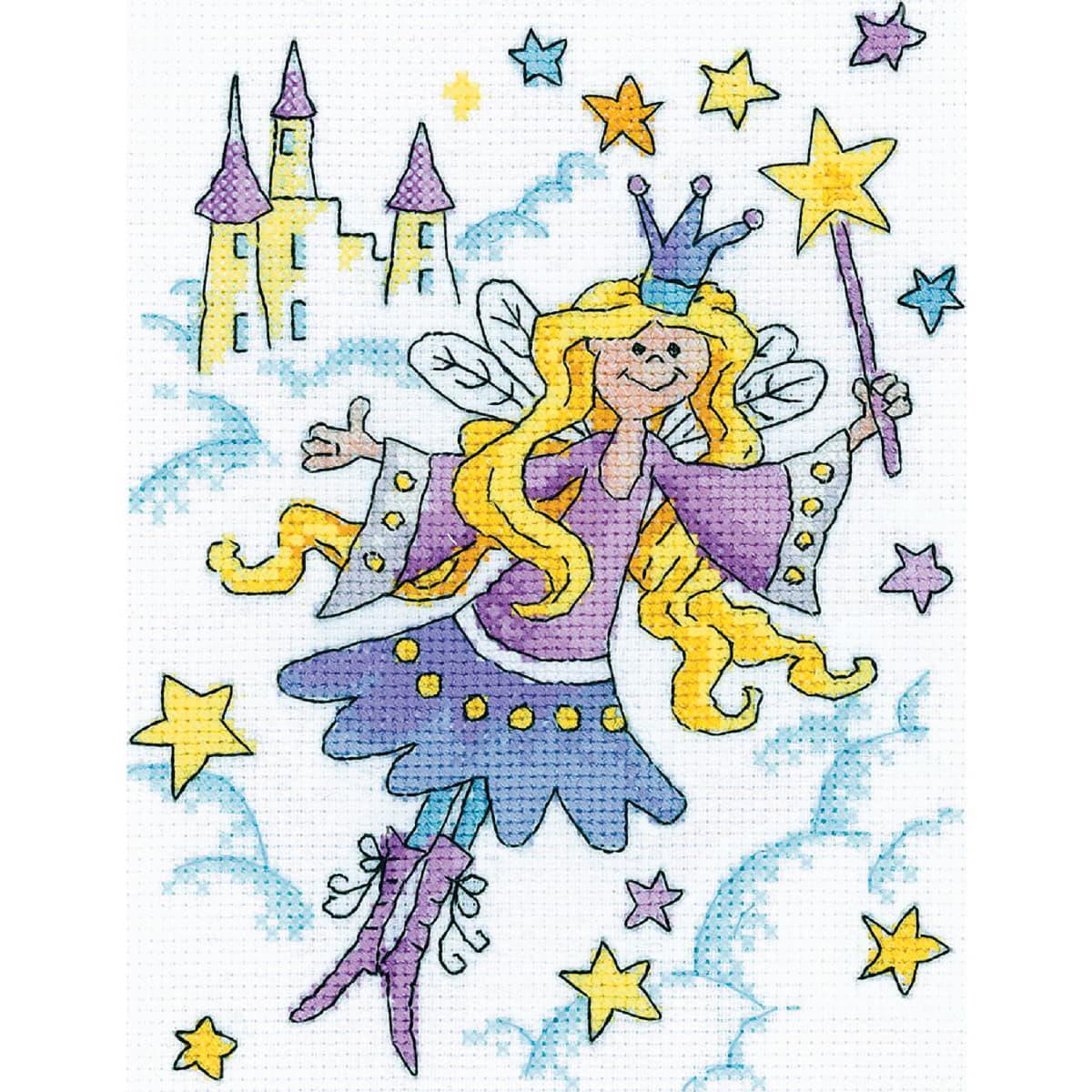 Heritage counted cross stitch kit Aida ""Fairy Princess"", KCFP1523-A, 13x17cm, DI