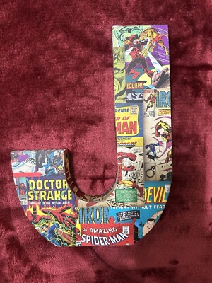Marvel Retro Comics Wood Letter 'J'  Wall Print Art Home Decor