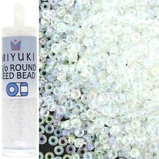 Miyuki Round Rocaille Seed Beads Size 15/0 Crystal AB 8.2g-Tube 15-250
