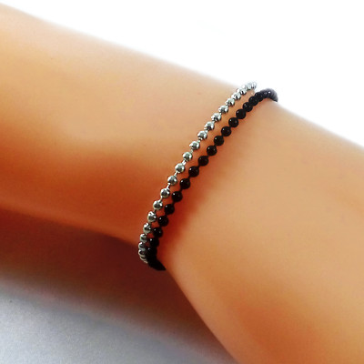 Bracciale Catena A Sfere In Acciaio Inox – Colori Argento, Oro, Nero – Uomo E Donna, Chiusura A Moschettone - Foto 4