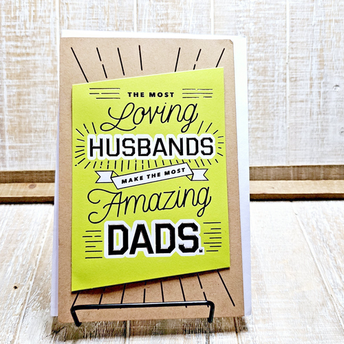 American Greetings Father's Day Card 6x8 For Husband Brown Green Gold Stripes