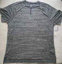 Champion Men's DuoDry Heather Gray Forest Grove Henley Short Sleeve Tee XL