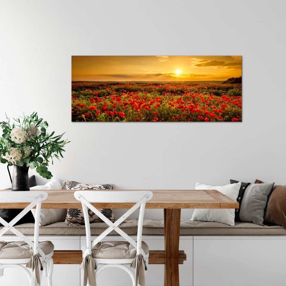 Wandbilder XXL  Blumen Mohnblume100 x 40 cm Wohnzimmer Schlafzimmer Bilder Deko - Bild 3 von 4