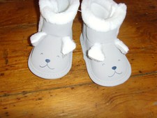 NEW NWT Child of Mine by Carters gray dog 0-3 mo girls slip on boots puppy cute