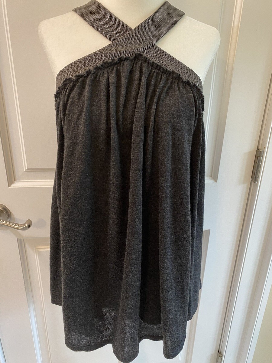 Brunello Cucinelli Cashmere Silk Monili Criss Cross Strap Brunello Cucinelli Cashmere Silk Monili Criss Cross Strap
