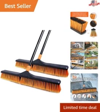 Extra-Large 24” Push Broom with Ergonomic 65” Handle - Ideal for Tough Surfaces