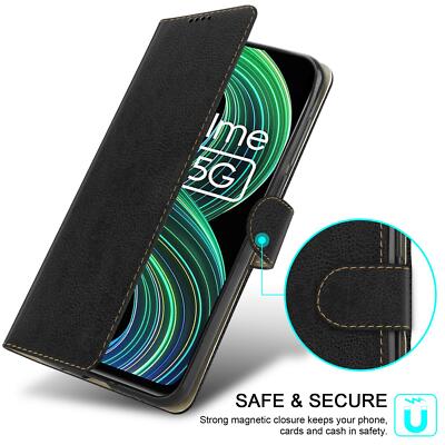 SATURCASE Custodia per Realme 8 5G, in pelle PU classica Flip Magnet Portafoglio Stand Slot per carte di credito Custodia protettiva con cinturino per Realme 8 5G (XD-blu