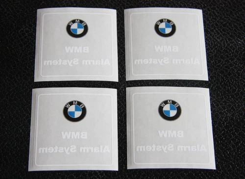 4x BMW ALARM SYSTEM | CAR ALARM STICKER | FILM STICKER WINDSCREEN STICKER