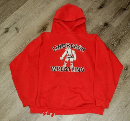VTG 70s Russell Athletic Lindbergh Wrestling Hoodi