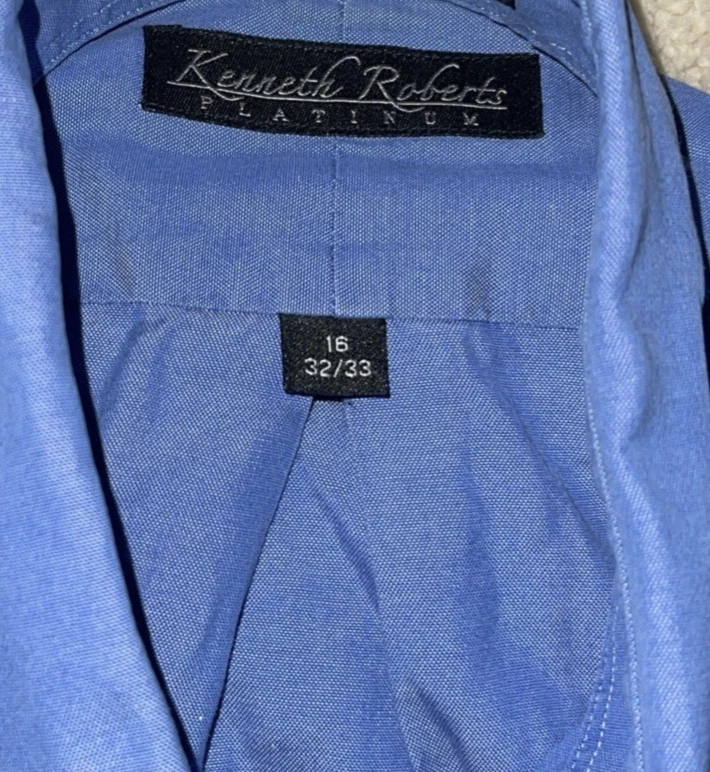 Camisa Kenneth Roberts Para Hombres L Azul Talla 16 Manga Larga ¡Vestido Informal con Botones! Foto 2 de 3