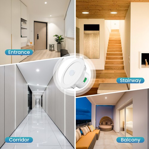 12W PIR Motion Sensor LED Recessed Ceiling Lights Tri-Color Round Night Light UK - Picture 11 of 15
