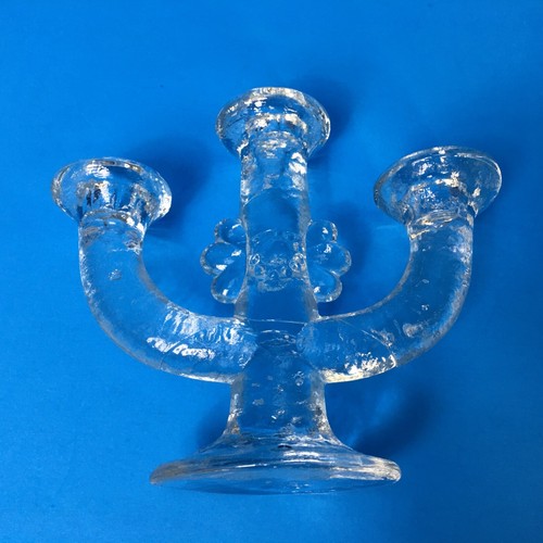 Vintage Pukeberg Swedish Glass Candelabra by Staffan Gellerstedt w/Label - Picture 12 of 13