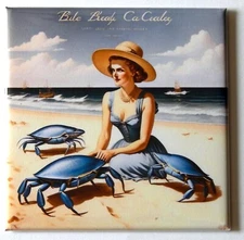 Woman with Blue Crabs FRIDGE MAGNET