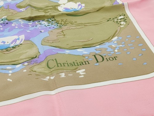 NICE! VINTAGE CHRISTIAN DIOR MONET WATER LILIES SILK SCARF GIVERNY MUSEUM FRANCE - Picture 3 of 6