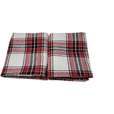 2 Red Black White Plaid Flannel PillowCases  20 X 30 Standard/queen