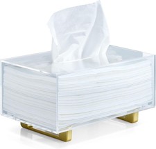 Acrylic Tissue Box Holder Dispenser with legs for bathroom, kitchen, office, etc
