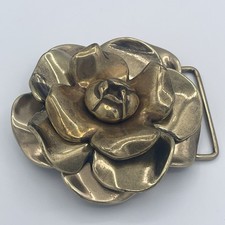 Flower Design Brass Tone Belt Buckle Women's Ladies Nice Vintage