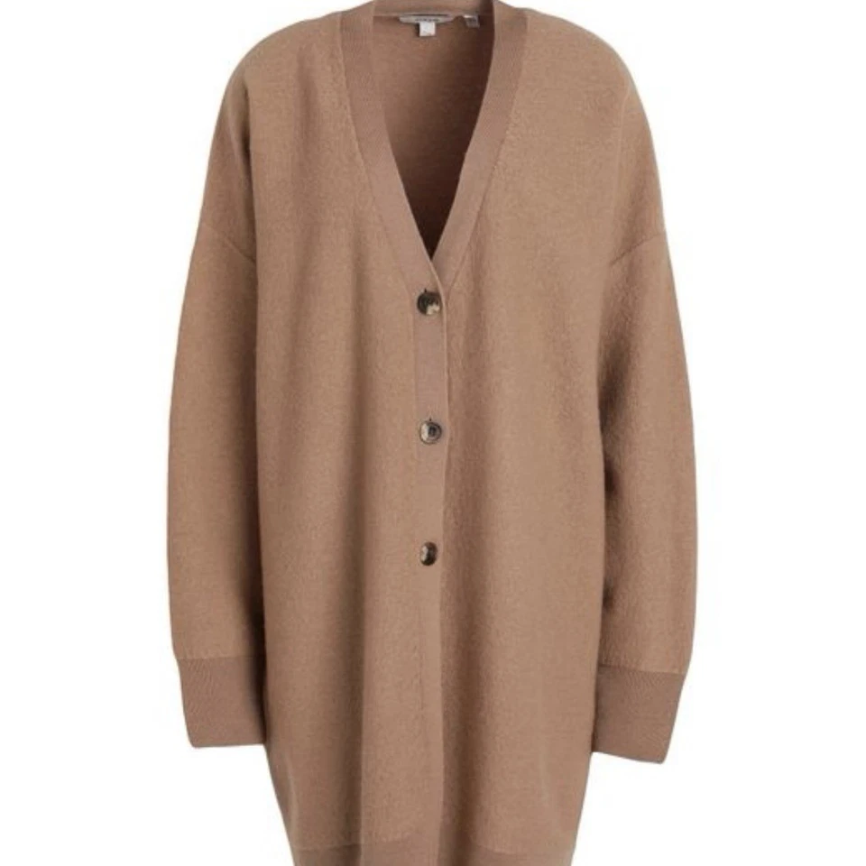 COS Camel Tan Brown Wool Button Up Oversized Longline Cardigan Size Small - Image 2 of 4