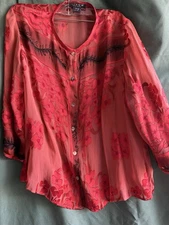 Citron Santa Monica Women’s Velvet  Silk Burnout sz. XS  Floral  Asian
