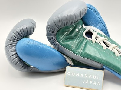 WINNING Boxing Gloves 8 oz CO-MS-200 Gray Sky blue Green Lace Up