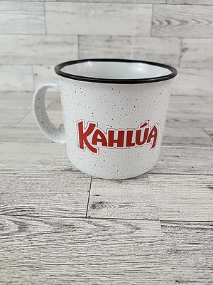 KAHLUA Coffee Liquor 16oz Camping Ceramic Speckled Coffee Cup/Mug Nice