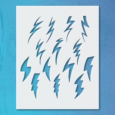 Lightning Bolt Design Wall Art Reusable Plastic Stencil - StencilAir